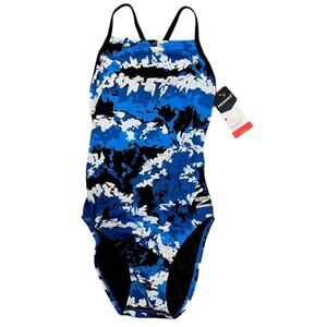 NWT Speedo Endurance+ One Piece Swimsuit Womens 32 Team Royal Blue Crossback